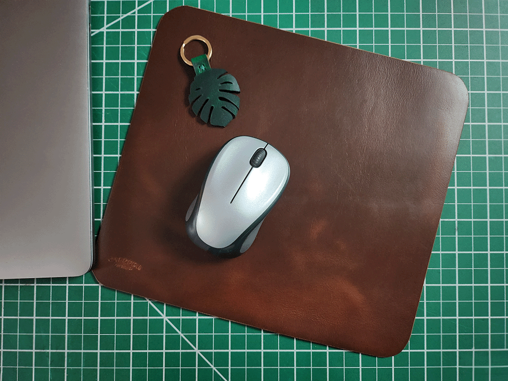 Brown leather mouse pad - full grain leather